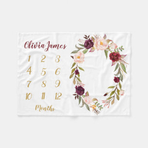 Manta Polar Boho Baby Girl Milestone Mensual Baby Blanket
