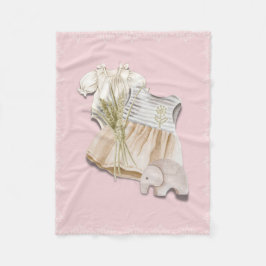 Manta Polar Boho Baby Girl Outfit with Elephant | Nursera rosa