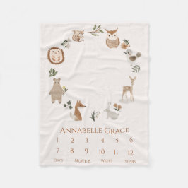 Manta Polar Boho Baby Milestone Woodland Animal Wreath