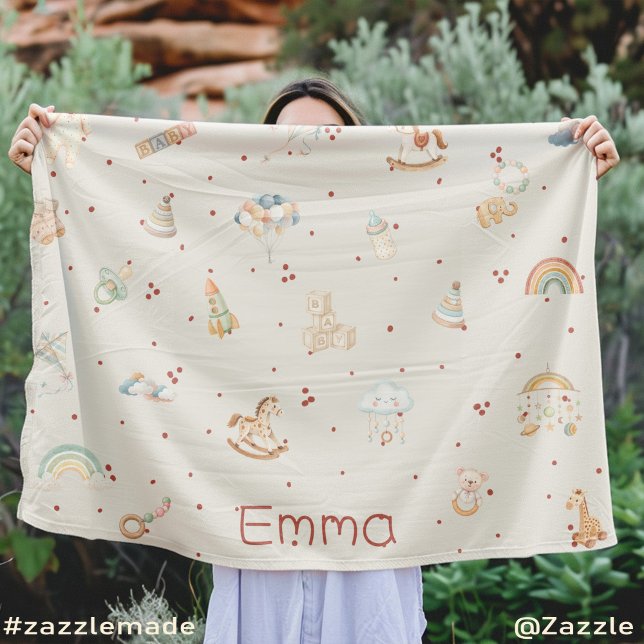 Manta Polar Boho Baby Shower Personalized Fleece Blanket (Boho Baby Shower Personalized Fleece Blanket)