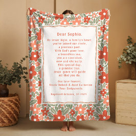 Manta Polar Boho Baptism Gift Personal Prayer Fleece Blanket