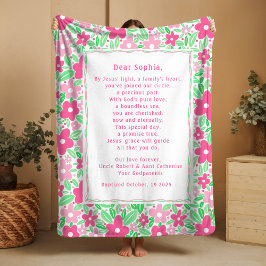 Manta Polar Boho Baptism Gift Personal Prayer Fleece Blanket