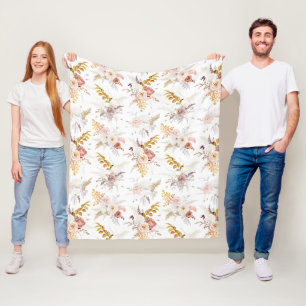 Manta Polar Boho Beige, Pampas Grass Terracotta Aquarela Nosot