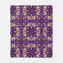 Manta Polar Boho Blossom: Patrón Floral Artístico Púrpura