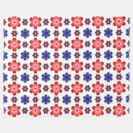 Manta Polar Boho Blue Purple Red Flowers Large Fleece Blanket