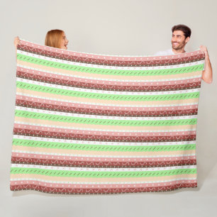 Manta Polar Boho Brown, Burgundy, Green y Mauve Whimsical