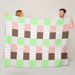 Manta Polar Boho Brown, Burgundy, Green y Mauve Whimsical