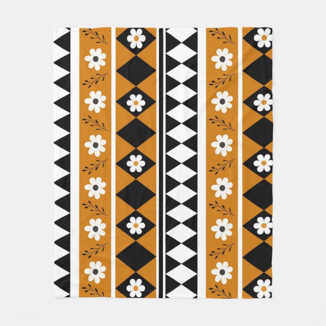 Manta Polar Boho Brown Tropical Floral Primavera Botánica (Anverso)