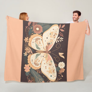 Manta Polar Boho Butterfly Floral Fleece Blanket