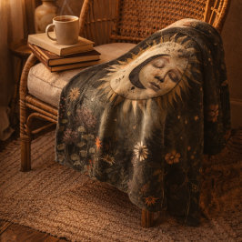 Manta Polar Boho Celestial Sun Moon Wildflower Garden