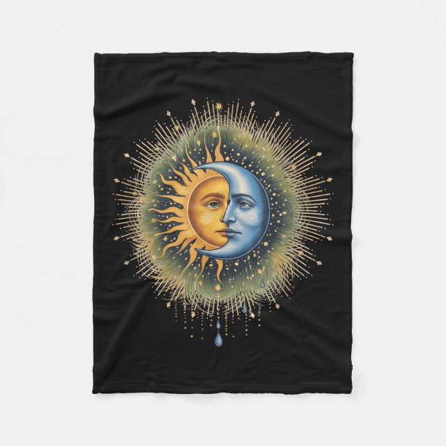 Manta Polar Boho Celestial Sun Y Moon Mystical Hippie 90 (Anverso)