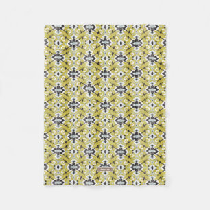 Manta Polar Boho chic gris oscuro y estampado tribal ikat amar