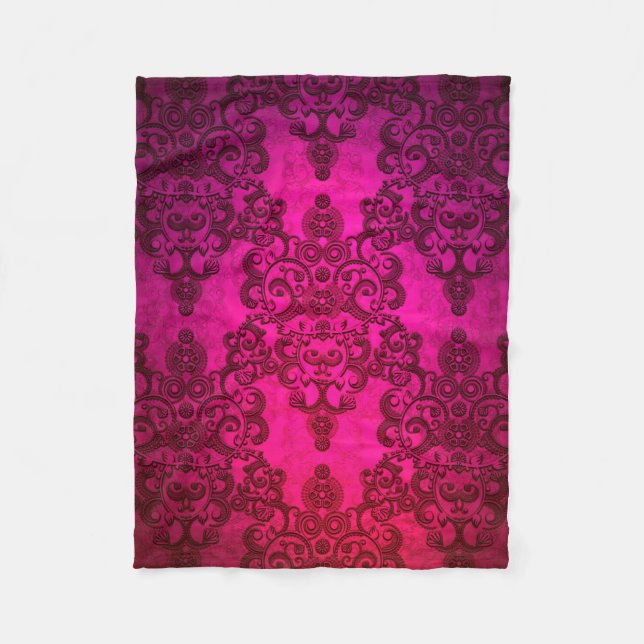Manta Polar Boho Damask Estilo Victoriano Profundo Y Brillante (Anverso)