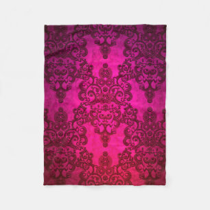 Manta Polar Boho Damask Rosa Profundo Brillante Estilo Victori