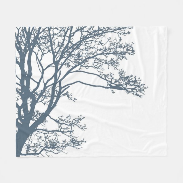 Manta Polar Boho de árbol único azul (Frente (Horizontal))