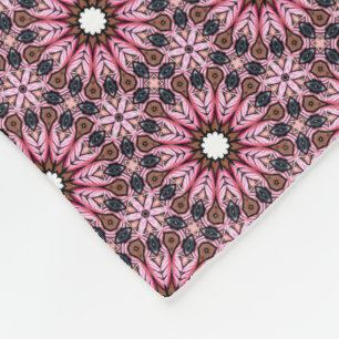 Manta Polar Boho de pluma rosa cosida