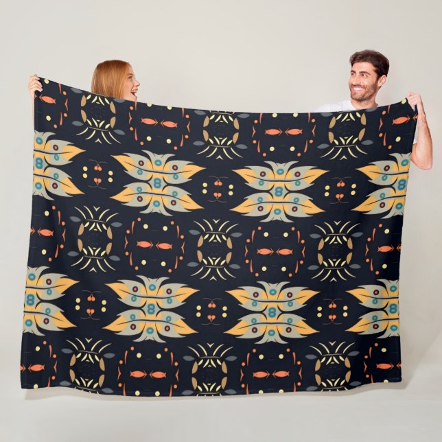 Manta Polar Boho Deja la mostaza amarilla y azul (In situ)