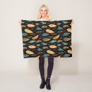 Manta Polar Boho deja verde azulado