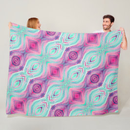 Manta Polar Boho del patrón de Aqua rosa morado