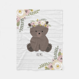 Manta Polar Boho Dusty Bear Gray Wood Personalizado