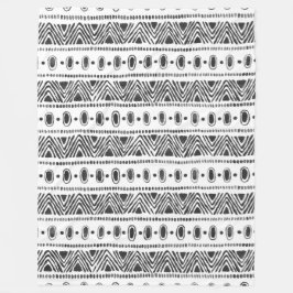 Manta Polar Boho Ethnic Fleece Blanket - Blanco y negro