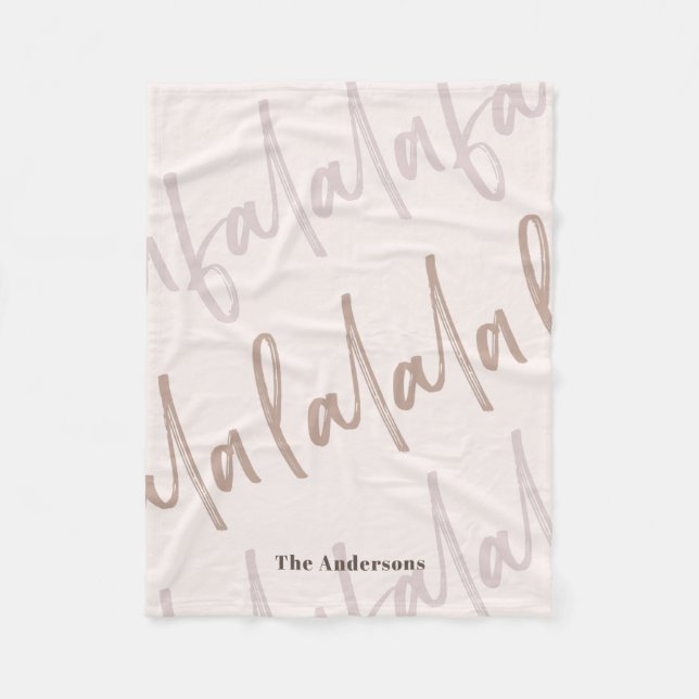 Manta Polar Boho Falala Script Pink & Brown (Anverso)