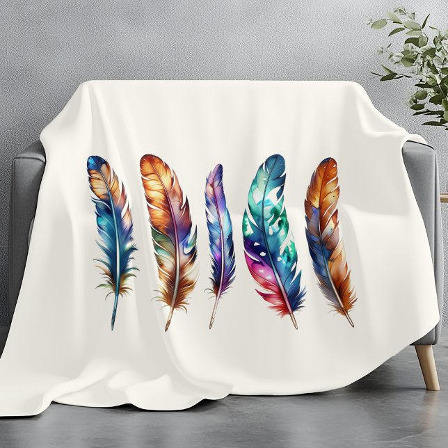 Manta Polar Boho Feather Art Cozy Cream Graphic Feather Print (Subido por el creador)