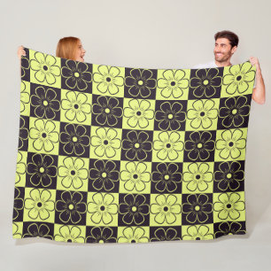 Manta Polar Boho Floral Pattern Purple Yellow