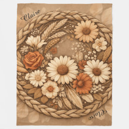 Manta Polar Boho Floral Woven Circle Customizable