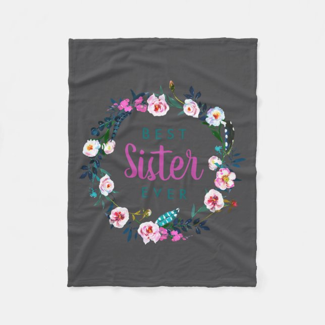 Manta Polar Boho Floral Wreath Sister Ever  (Anverso)