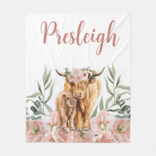 Manta Polar Boho Highland Cow Blanket Chica Highland Cow Blank