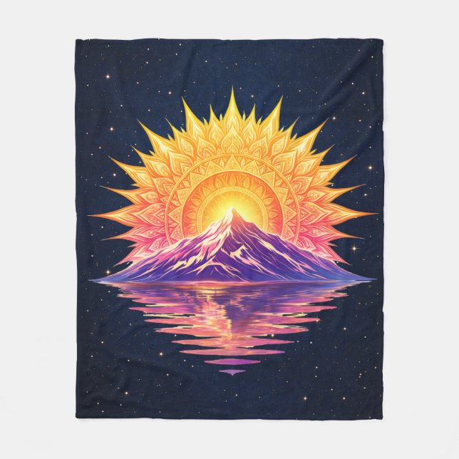 Manta Polar Boho Mandala Mountain Sunset | Cosmic Night Sky (Anverso)