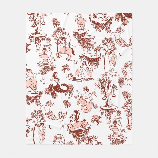 Manta Polar Boho Moda Zodiac Rótulo Toile Patrón Astrología Re (Anverso)