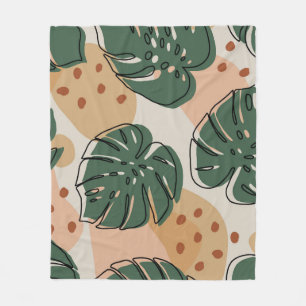 Manta Polar Boho monstera: patrón tropical abstracto