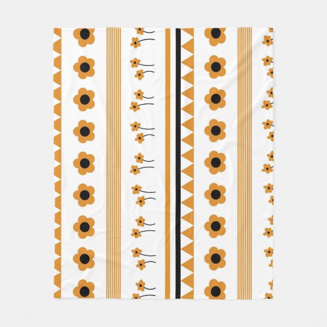 Manta Polar Boho Naranja Verano Botánico Tropical Floral (Anverso)