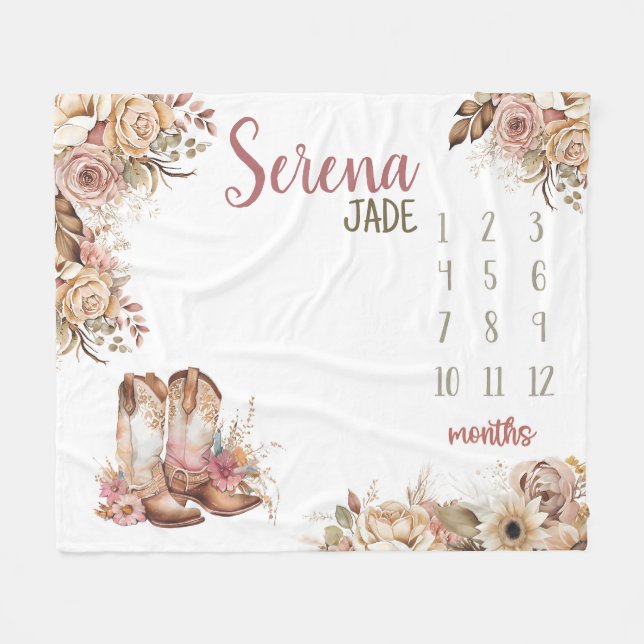 Manta Polar BOHO OCCIDENTAL Bebé Bebé Maqueta hito, floral (Frente (Horizontal))