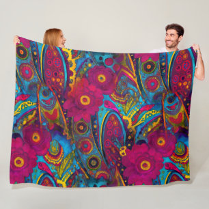 Manta Polar Boho Paisley Floral