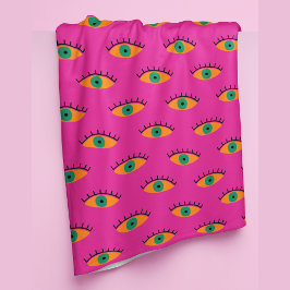 Manta Polar BOHO Patrón de ojos malvados Fundido Rosa caliente