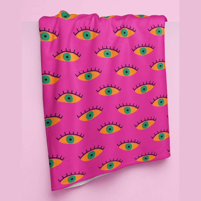 Manta Polar BOHO Patrón de ojos malvados Fundido Rosa caliente (Subido por el creador)