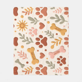 Manta Polar Boho Pet Blanket | Cozy Paw Print & Heart Design