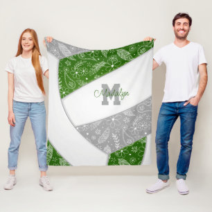Manta Polar Boho plumas patrón voleibol gris verde