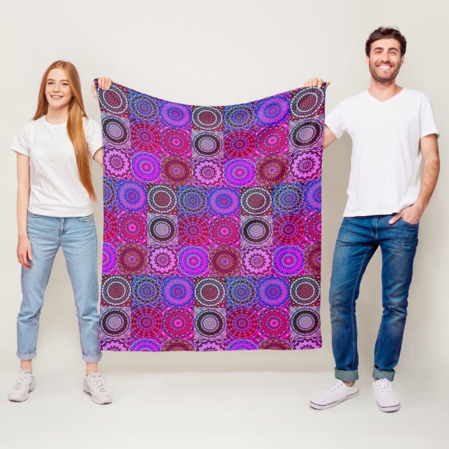 Manta Polar Boho Quilt Blanket - Púrpura (In situ)