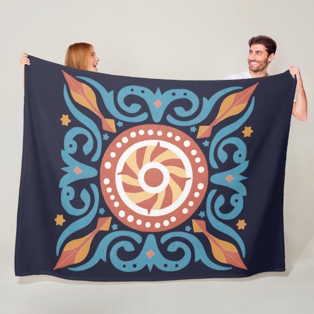 Manta Polar Boho Tile Fleece Blanket (In situ)