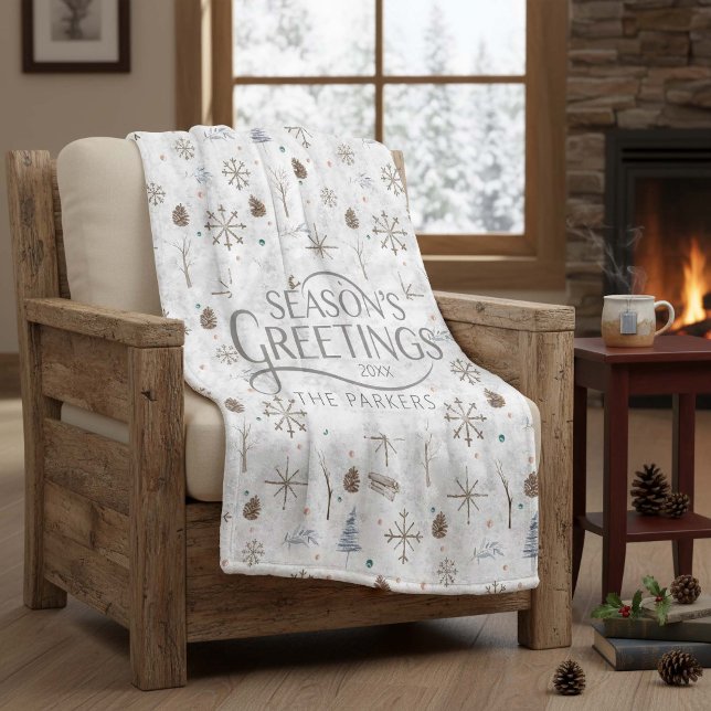 Manta Polar Boho Twigs & Pinecone Navidades ID986 (Subido por el creador)