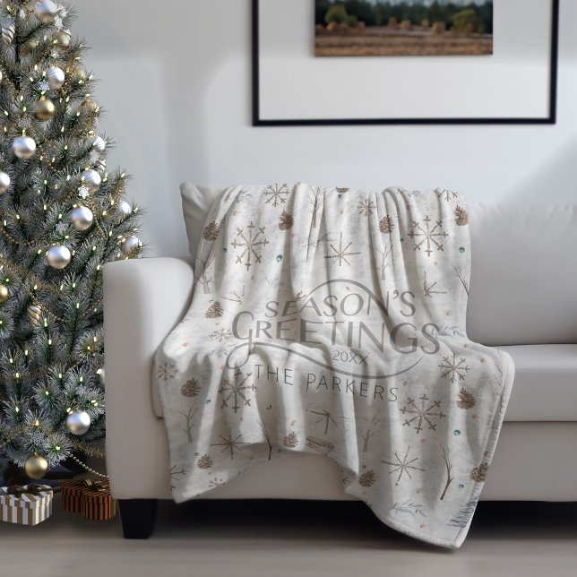 Manta Polar Boho Twigs & Pinecone Navidades ID986 (Subido por el creador)