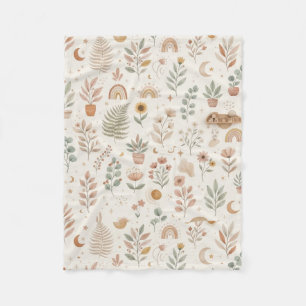 Manta Polar Boho Wildflower y Plantas en Macetas Bebé Neutral 