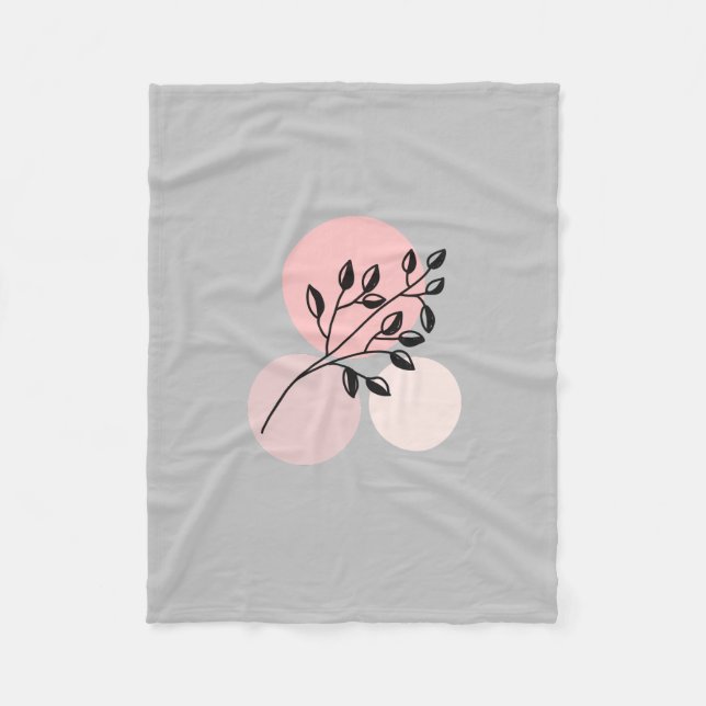 Manta Polar Boho Zen Botánico En Círculos Rosa Y Lilac (Anverso)