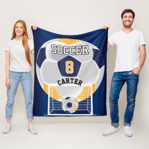 Manta Polar Bola de fútbol - amarillo dorado, blanco y azul