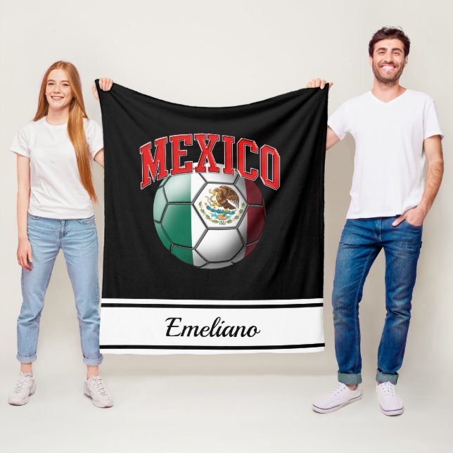 Manta Polar Bola de fútbol de Bandera de México | Nombre (In situ)