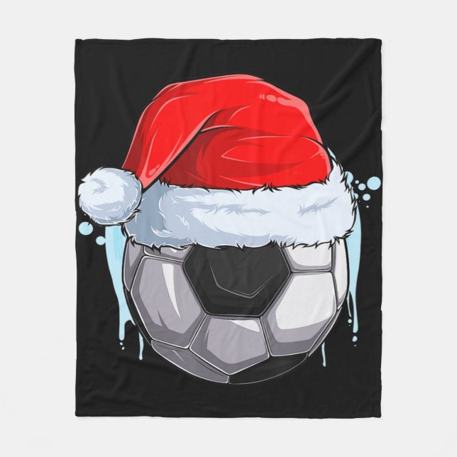 Manta Polar Bola de fútbol navideña navidad en Santa Clau (Anverso)